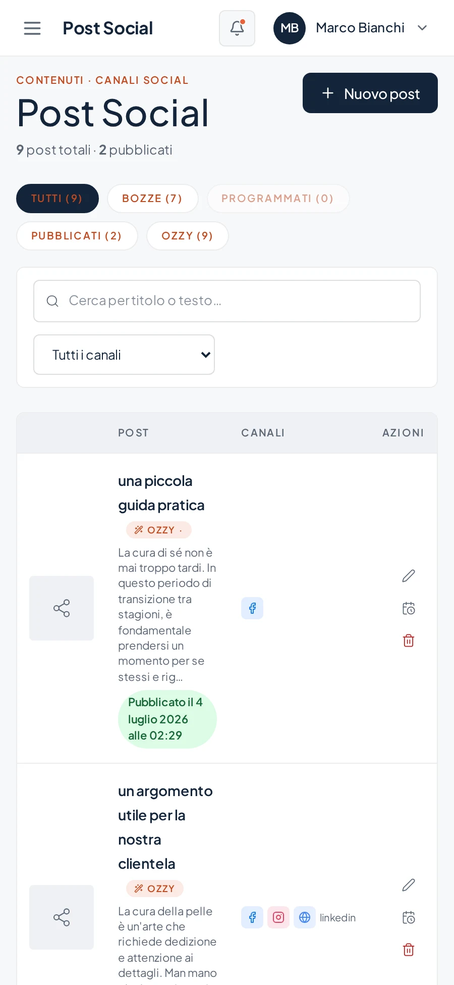 Un post pubblicato su Facebook e Instagram insieme