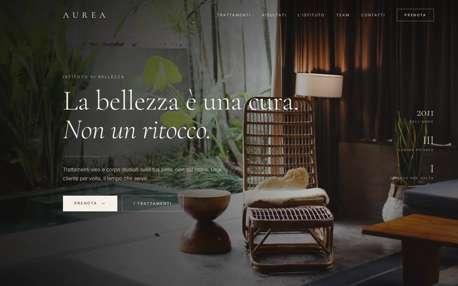 Il sito di un cliente, con il modulo per prenotare
