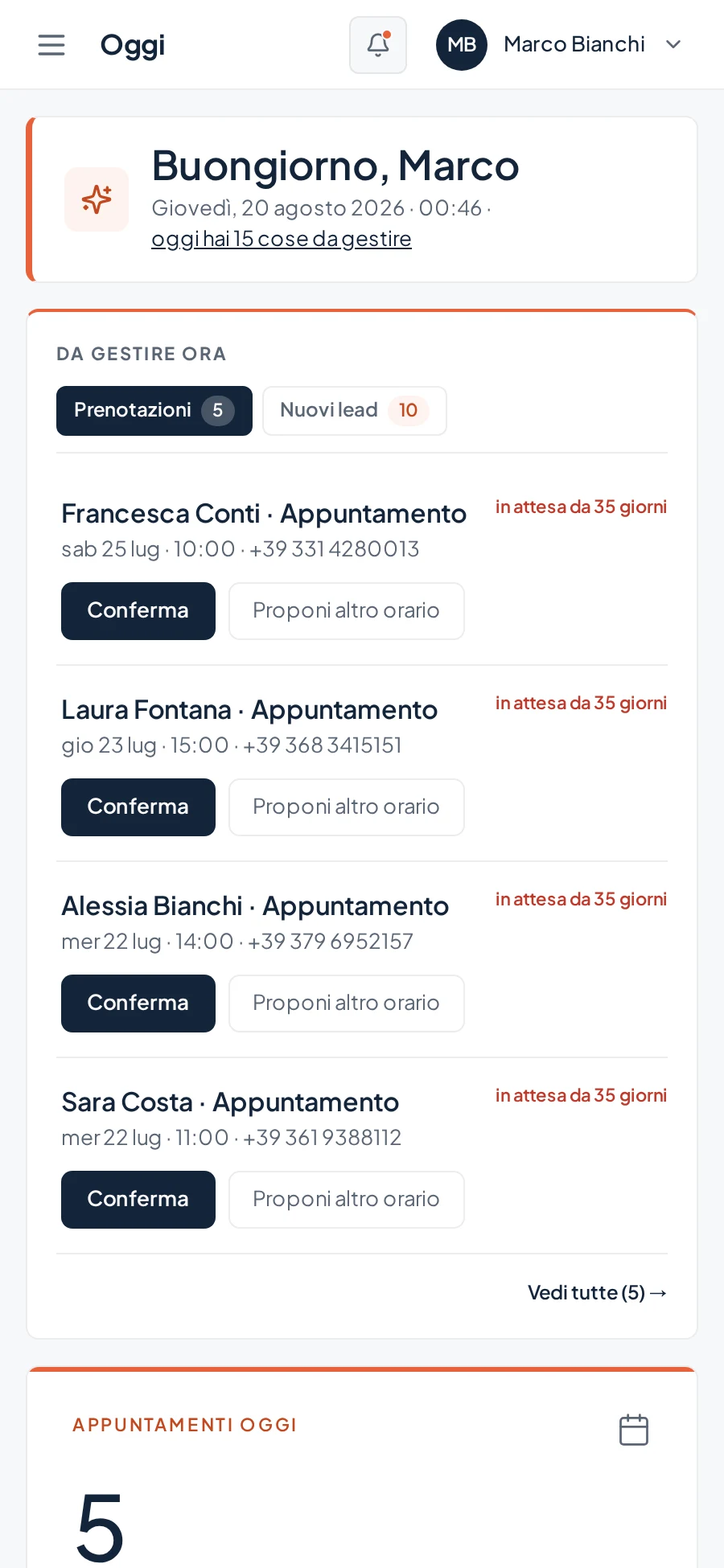 Vesna sul telefono: una richiesta appena arrivata